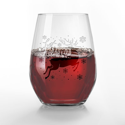 Let it Snow Reindeer Engraved Stemless Wine Glass