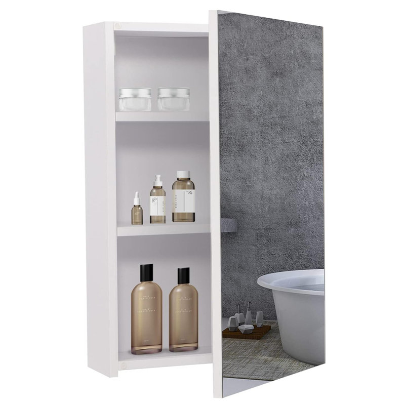 Reesha 1.31mm W 1.97mm H Wall Mounted Required Framed Medicine Cabinet Mirror 3 Adjustable, 60cm H x 40cm W x 15cm D