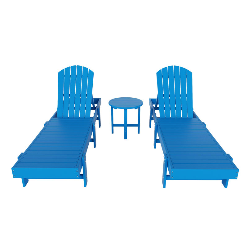 Altura Outdoor Chaise Lounge with Table, Pacific Blue