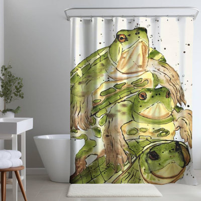 Three Aquatic Turtles – Home Decor - Animal Art – Polyester Shower Curtain, Dye Sublimation Print, 71" W × 74" L