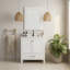 30'' Bathroom Vanity, Solid Wood Frame Bathroom Storage Cabinet, Freestanding Vanity Top With Basin White