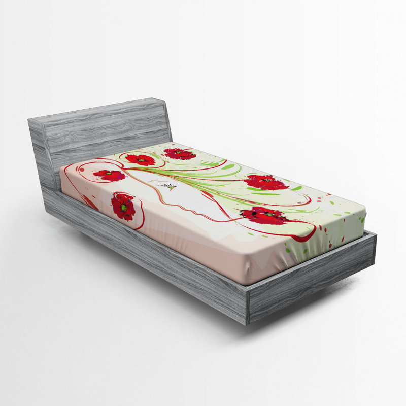 Drap-housse pour fleur aquarelle, Drap-housse de taille simple