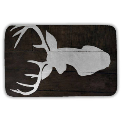 Silhouette of a deer on wood Bath Mat with Non-Slip Backing - Quick Dry Memory Foam Bathroom Rug - Absorbent - Modern Plush Spa-Style - Machine Washable