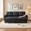 Canapé-lit d'angle convertible avec rangement, 225 cm (88,5 pouces), tissu noir, style moderne-753227986