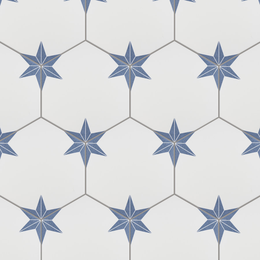 Stella Hex 9" x 10" Porcelain Pattern Wall & Floor Tile