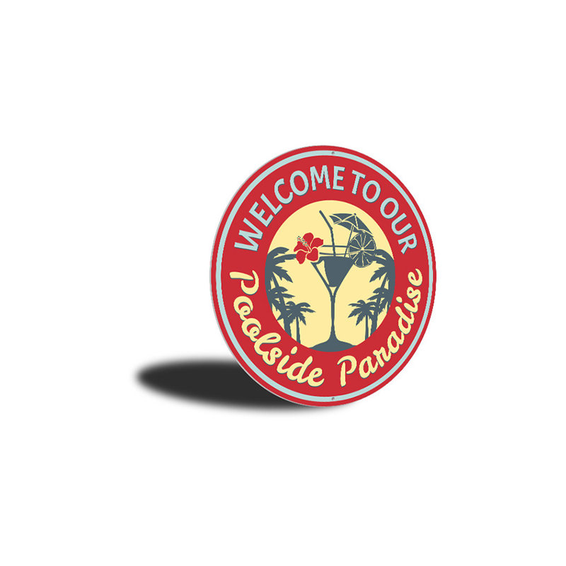 Enseigne en aluminium Poolside Paradise, H 12 po x l 12 po x P 0,04 po