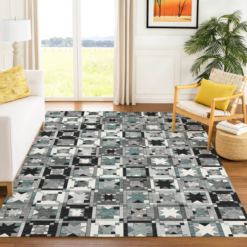 Tapis intérieur / extérieur lavable à la machine Chantille ACN2553, Gris, 8 pi x 10 pi