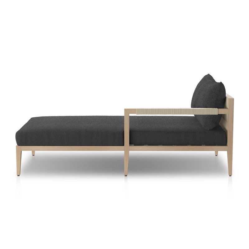 Sherwood Outdoor Chaise Lounge, Fiqa Slate Boucle, Weathered Gray/Dark Gray