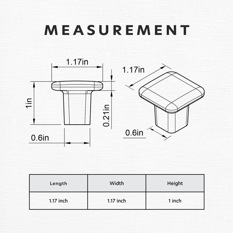 New Collection  1 3/16" Length Square Knob Multipack, Brushed Gold