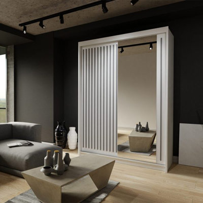 Moscow Sliding Wardrobe with Mirror Modern Bedroom Wardrobe 4 Colours 3 Sizes