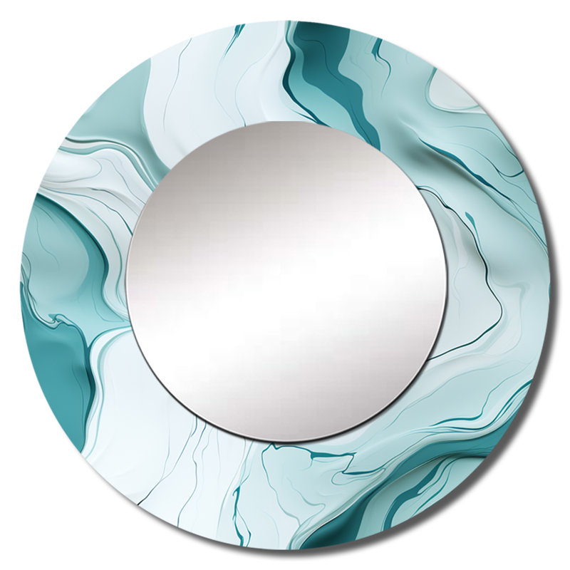 Roselba Lgith Green Zen Marble Harmony Channel - miroir décoratif en marbre, miroir mural blanc, impression d'art en métal