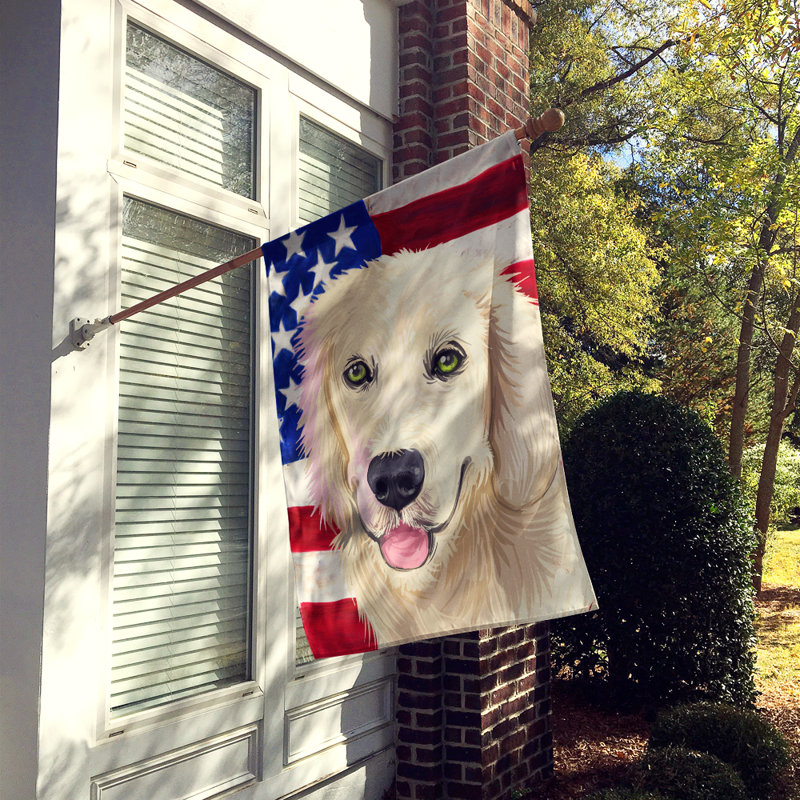 Polyester à 2 côtés 28 x 40 po drapeau maison, Golden retriever