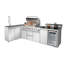 Îlot de cuisine extérieur 95,8 pouces 6 + 1 brûleur barbecue au gaz propane 95 500 BTU acier inoxydable 304 couleur argent avec CSA, certification ETL + évier + réfrigérateur + table de bar