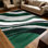Tapis à motif abstrait en émeraude ondulé vert, noir, gris, blanc, 1 pièce pour salon, doux et confortable, convenant à toutes les saisons, facile à entretenir et lavable à la machine, tapis de table sous la table convenant à la salle à manger