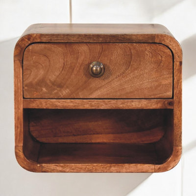 Artisan Furniture Solid Wood Mini Wall Mounted Bedside With Open Slot by Loon Peak