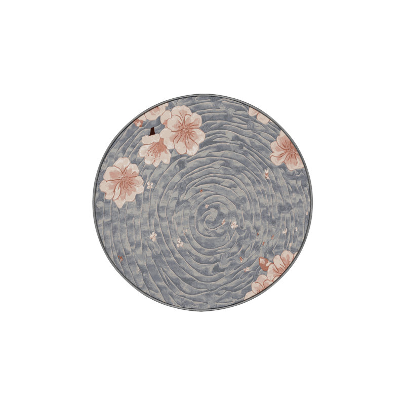Tapis gris lavable à la machine, Rond 7 pi