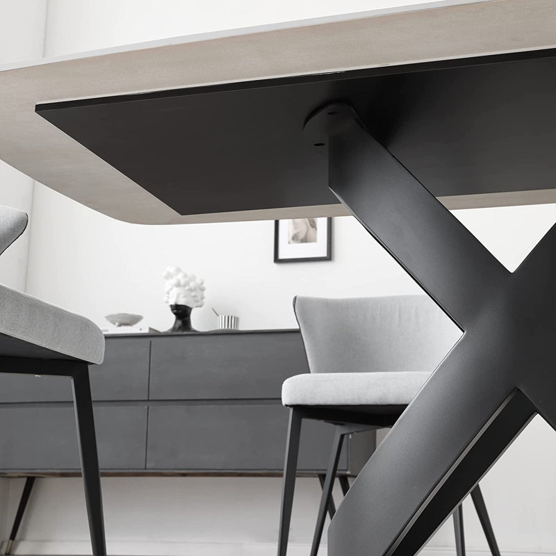 Table de salle à manger Deivydas, Blanc mat, H 30 po x L 71 po x l 35 po