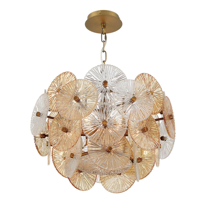 Lustre 6 lumières en laiton plaqué Sue-Anne