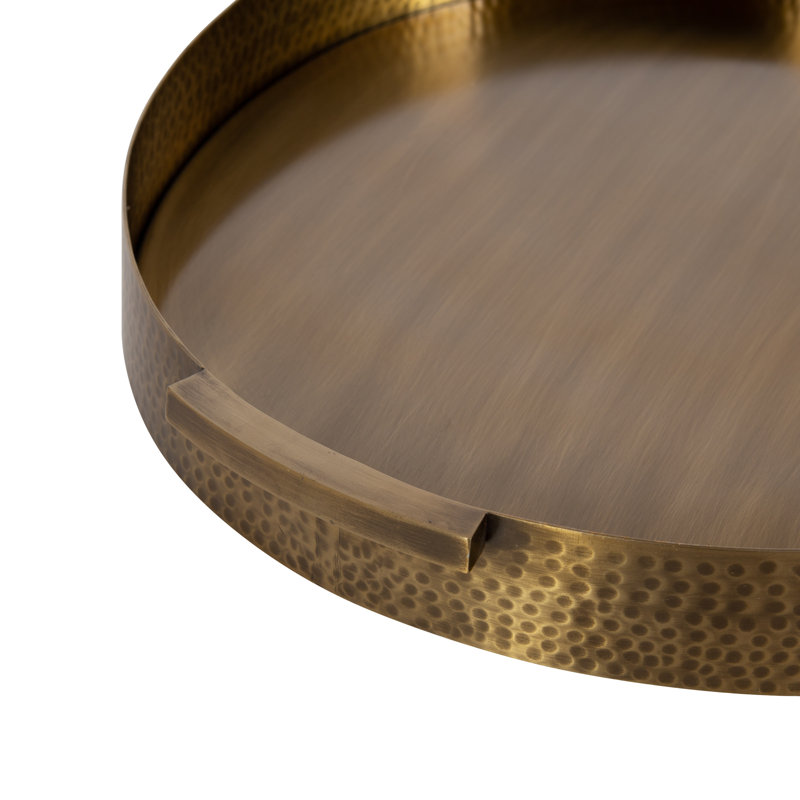 Yasmine Hammered Metal Tray, 2" H x 17" W x 17" D, Gold