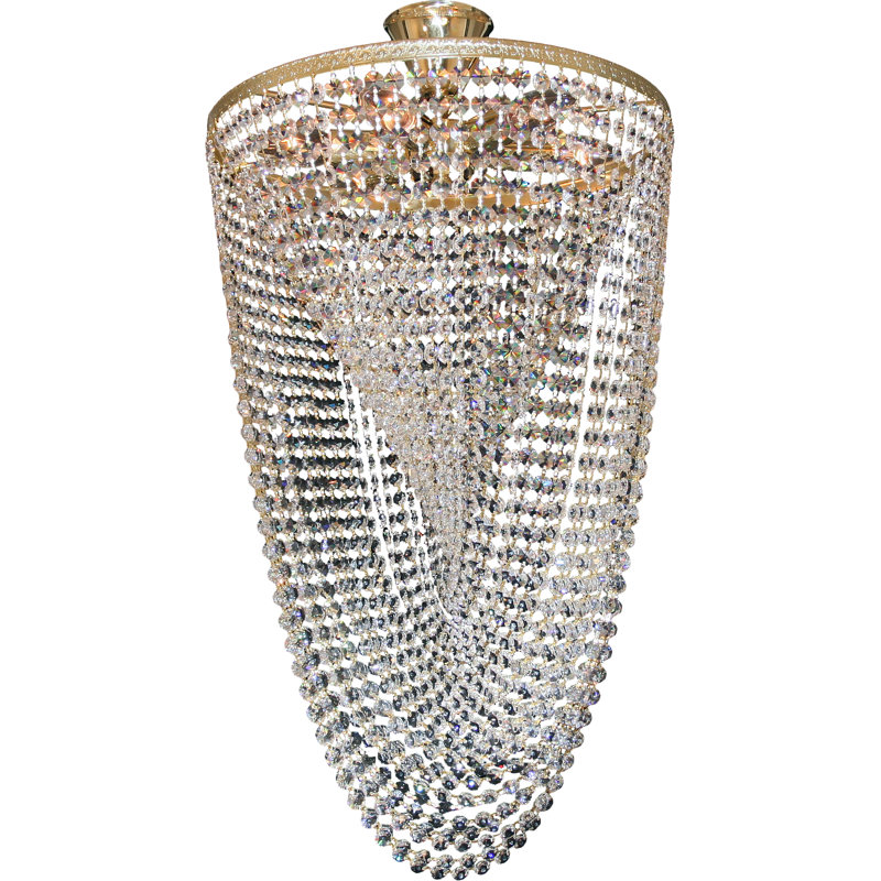 6 - Light Crystal Chandelier, Brass