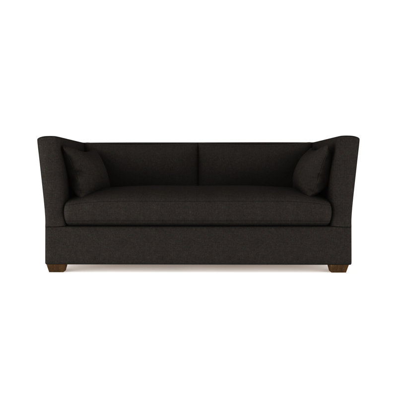 Rivington Flare Square Track-Arm Loveseat, Ebony, Plush Velvet Chocolate, 31" H x 72" W x 37" D