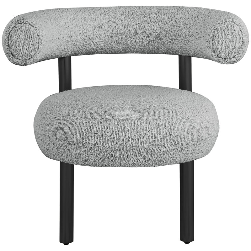Bordeaux Boucle Fabric Accent Chair, Black, Grey Boucle Fabric