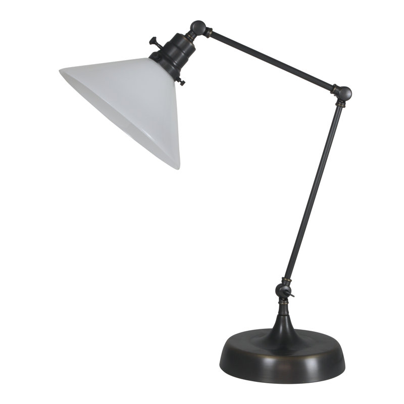 Lampe de bureau 26 po Mae, blanc, Bronze huilé