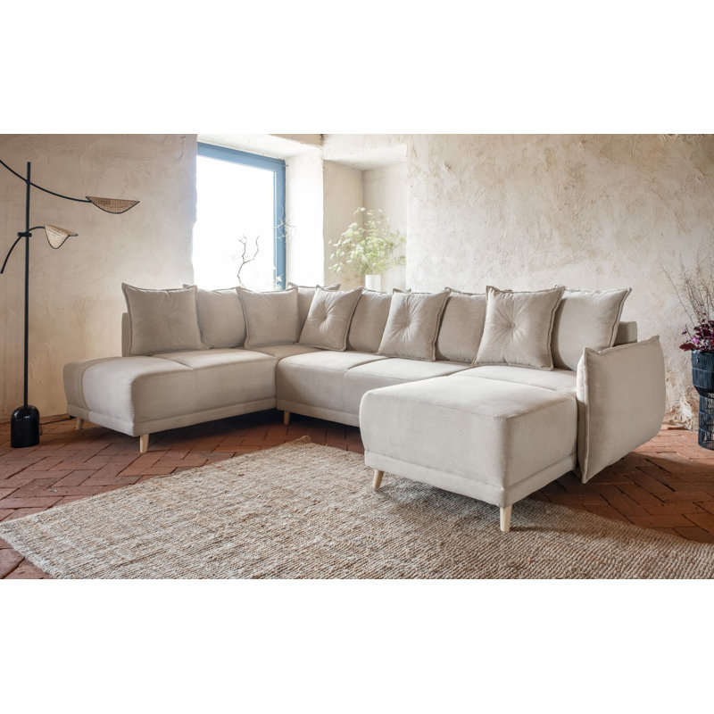Lazy Lukka 8 Seater Sofa Bed, Beige, Left Hand Facing