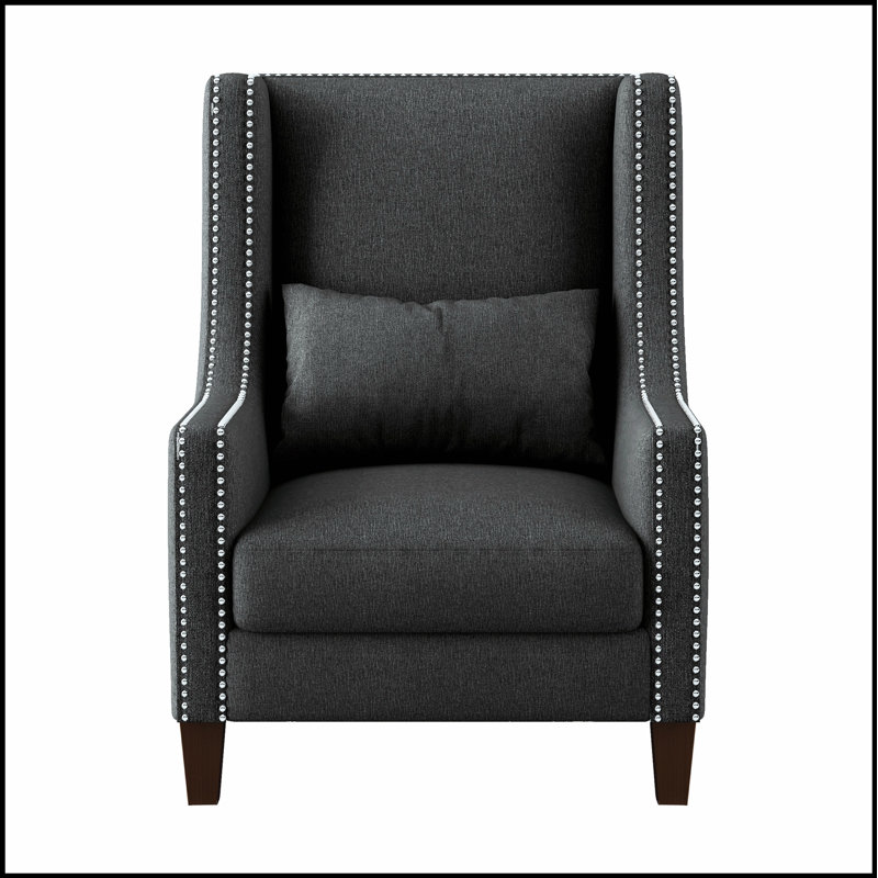 Chaise d'appoint en polyester durable avec garniture cloutée élégante et 4 pieds robustes, parfaite pour un usage domestique polyvalent et un attrait esthétique.
