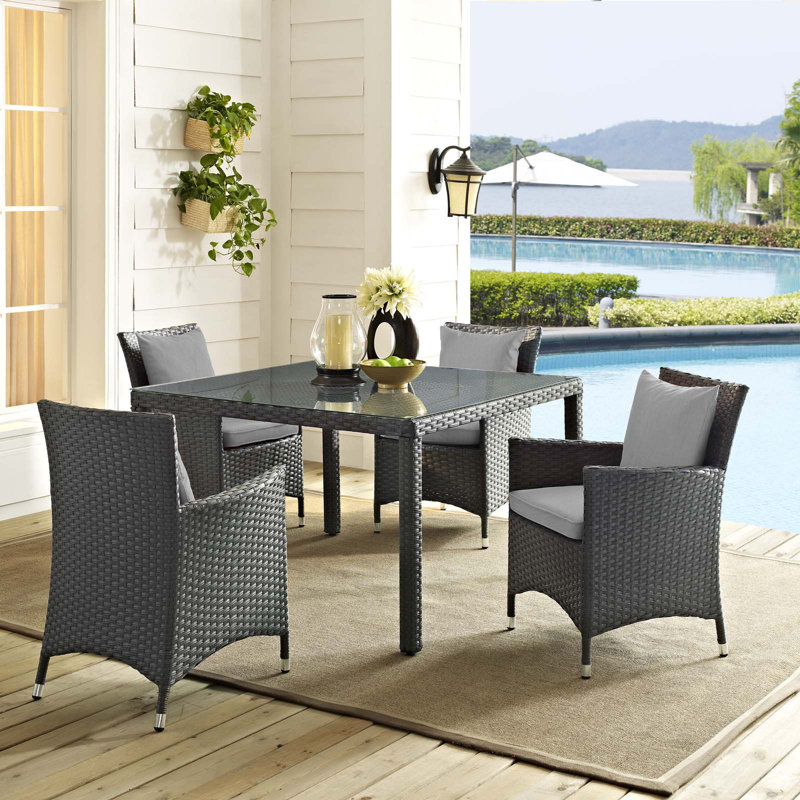 Modway Stopover Outdoor Patio Dining Chairs, Canvas Granite Sunbrella® Canvas