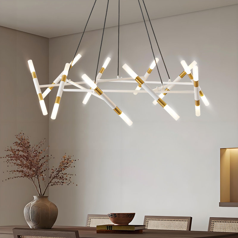 Luminaire suspendu moderne moderne 20 lumières linéaires avec ampoules G9 3W à DEL blanc chaud 120V câblé pour salle à manger, îlot de cuisine, bar et chambre à coucher