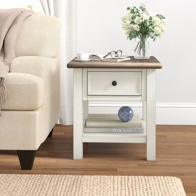 Chailey Floor Shelf End Table with Storage and Built-In Outlets