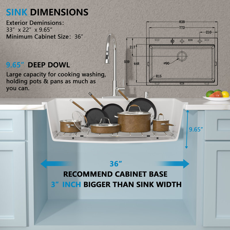 33'' L Single Bowl Quartz Kitchen Sink