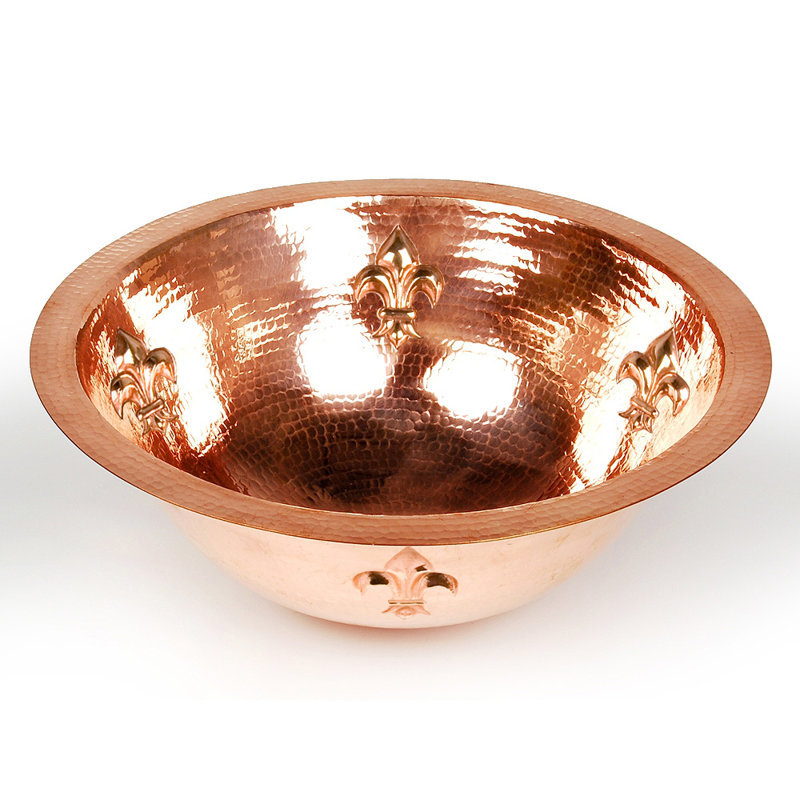 Lavabo de salle de bain circulaire encastré en métal Copper Bathroom Sinks, Plat, Nickel poli