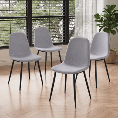 Mid-Century Modern Upholstered Dining Chairs with Sturdy Metal Legs (Set of 4)