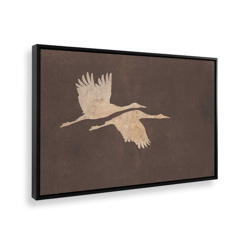 Impression sur toile Herons in Flight Mocha, Noir, Cadre flottant, H 12 po x l 18 po