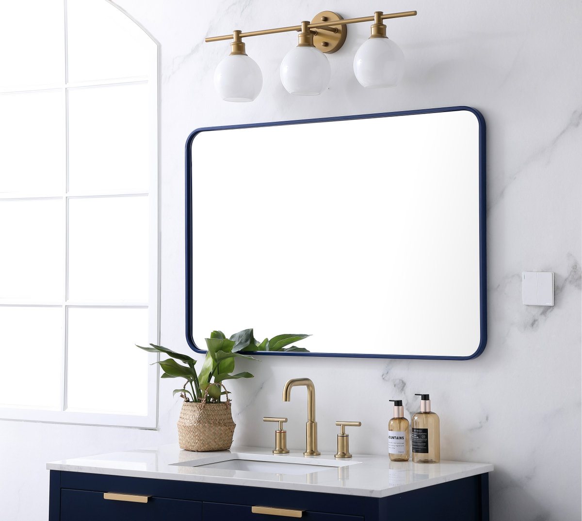 Sabine Metal Rounded Rectangle Wall Mirror, Black, 40" x 27"