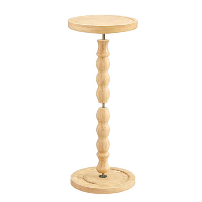 Petite table d'appoint ronde pour les petits espaces, table de boissons à piédestal en bois, table de bout étroite pour canapé de salon, table de chevet moderne pour chambre à coucher