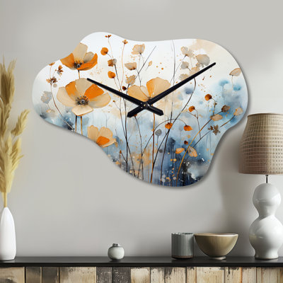 Horloge murale orange asymétrique Girault Botanicals II - Botanicals