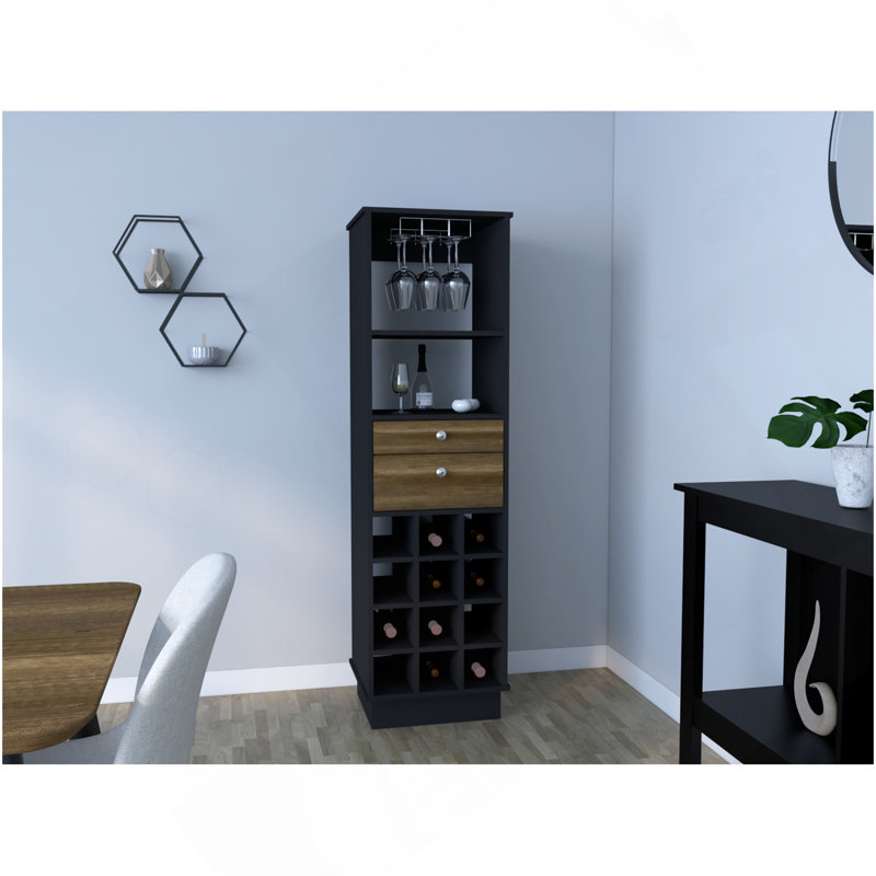 Bar Bureck, salon, noir / noyer, Noir/noyer