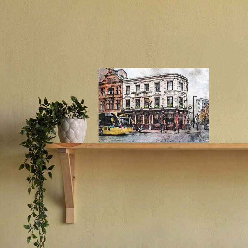 Classic British Pub Scene Classic Traditional Vintage Architecture City Wall Art Print 1 Piece Wrapped Canvas Wall Art