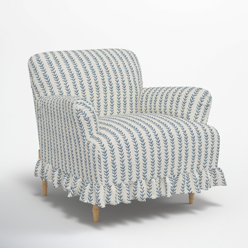 Fauteuil Maggie Ruffle, Rayures à motif de vigne bleu cendré