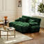 Ensemble de canapé Cloud 2 places en chenille avec 2 repose-pieds, canapé de salon à assise profonde et coussins, vert émeraude-2026522439
