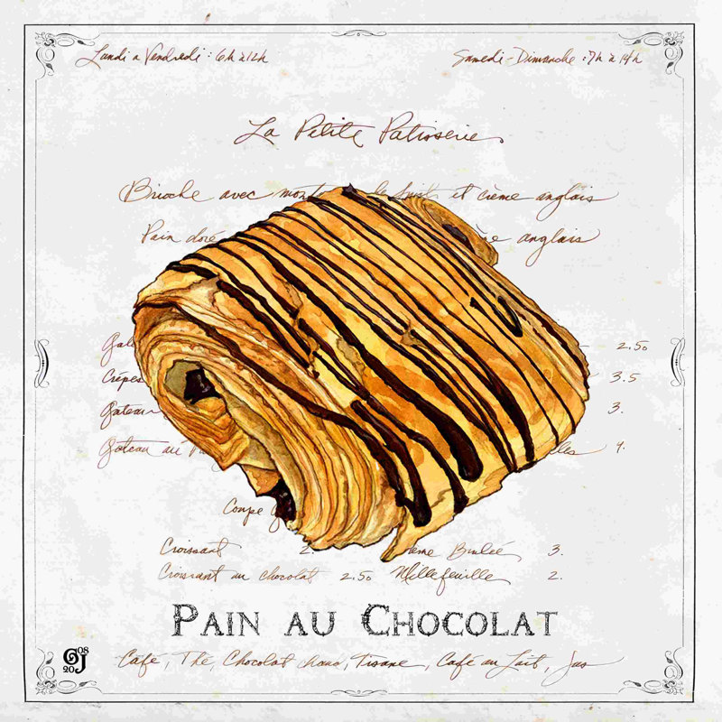 " Pain Au Chocolat " by Ginny Joyner, 12" H x 12" W  