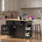 Large Rolling Kitchen Island With 2 Bar Stools, Drop Leaf, Power Outlet, Internal Storage Racks, 5 Open Side Racks, 2 Drawers-48889014