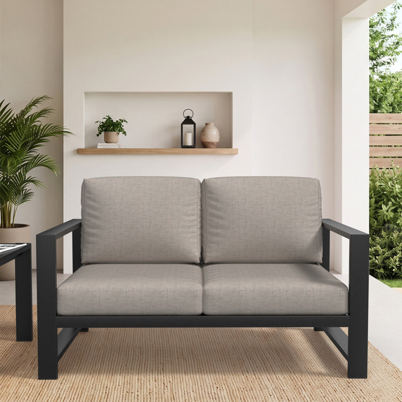 Causeuse d'extérieur Oltjana avec coussins Sunbrella®, Argent coulé