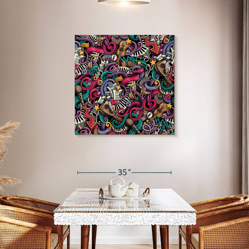 Abarca Music Cartoon Doodles, 36" H x 36" W