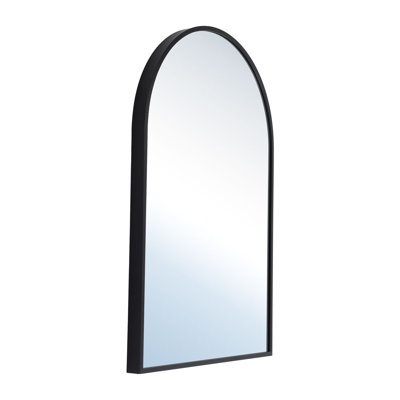 Krysha Metal Framed Wall Mounted Bathroom Mirror in Black