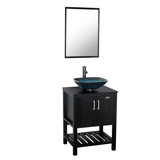 Ensemble de meuble-lavabo simple 24 po avec lavabo Veseel, miroir, robinet et drain