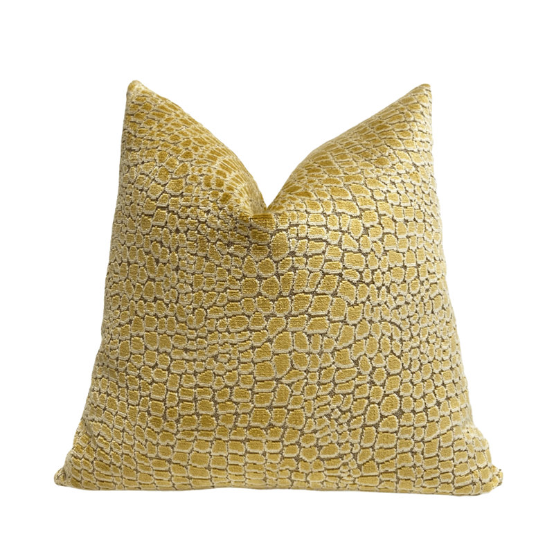 Housse de coussin en velours Pebbles, Or / galets crème, H 22 po x l 22 po